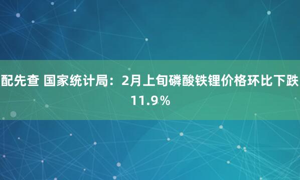 配先查 国家统计局：2月上旬磷酸铁锂价格环比下跌11.9％
